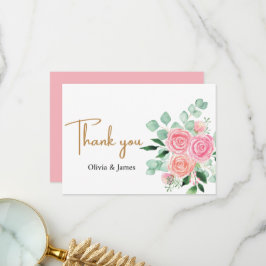 Rose und Eukalyptus Wedding Dankeskarte