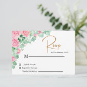 Rose und Eukalyptus Wedding RSVP Card (Stehend Vorderseite)