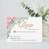 Rose und Eukalyptus Wedding RSVP Karte (Stehend Vorderseite)