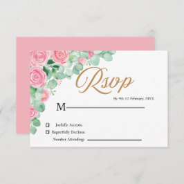Rose und Eukalyptus Wedding RSVP Karte
