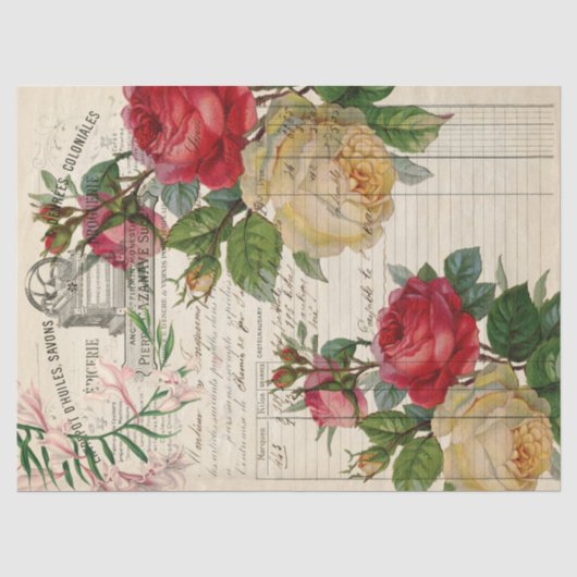 Rose und florale Ephemera Decoupage Seidenpapier (Vorderseite)