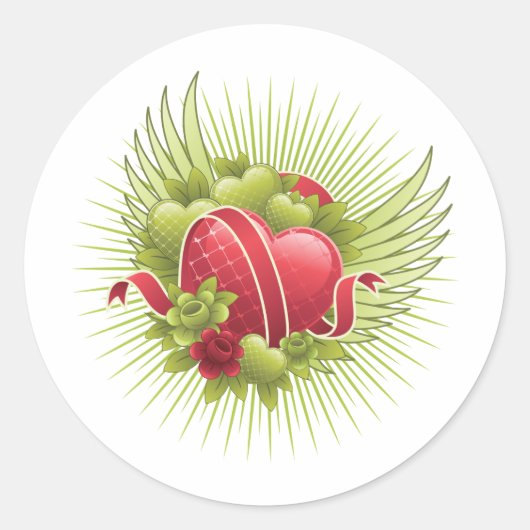 Rose und Flüge Runder Aufkleber (Vorderseite)