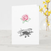Rose und Flugzeug Karte (Gelbe Blume)