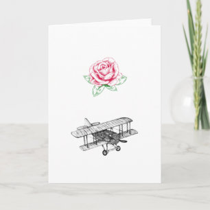 Rose und Flugzeug Karte