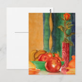 Rose und Früchte leben noch Aquarell Postkarte (Vorne/Hinten)