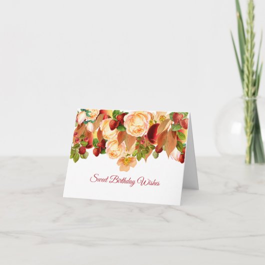 Rose und gemischte Berries Geburtstagskarte Karte (Vorderseite)