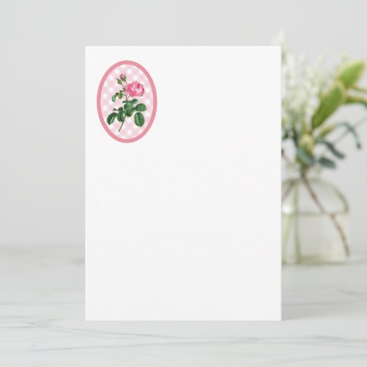 Rose und Gingham Einladung (Stehend Vorderseite)