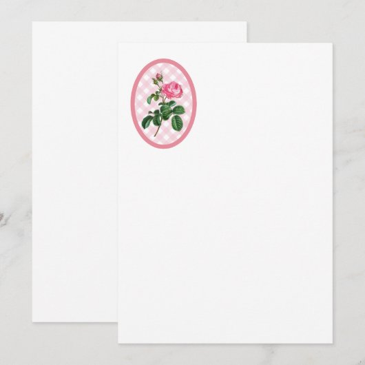 Rose und Gingham Einladung (Vorne/Hinten)