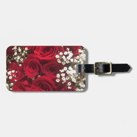 Rose und Gipskraut Gepäckanhänger (Vorderseite horizontal)