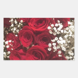 Rose und Gipskraut Rechteckiger Aufkleber