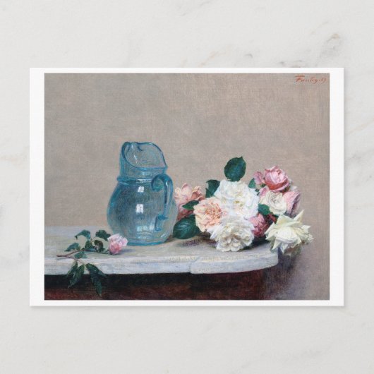 Rose und Glass Jug, Henri Fantin-Latour Postkarte (Vorderseite)