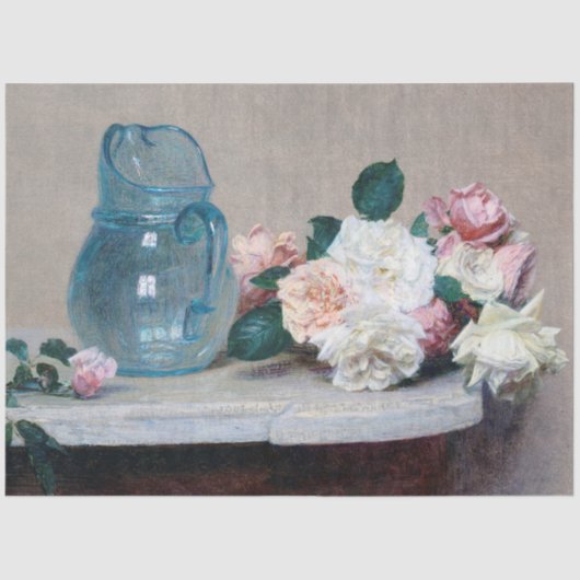 Rose und Glass Jug, Henri Fantin-Latour Seidenpapier (Vorderseite)