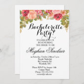 Rose und Glitzer Junggeselinnen-Abschied Einladung (Vorne/Hinten)