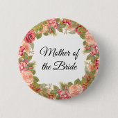 Rose und Glitzer Mutter des Bride-Buttons Button (Vorderseite)