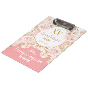 Rose und Glitzer Quinceañera Klemmbrett