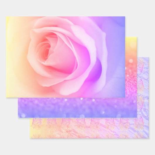 Rose- und Glitzer-Umschlagpapier Geschenkpapier Set (Set)