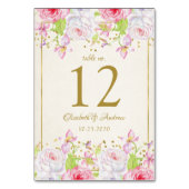 Rose und Gold Confetti Wedding Tischnummer (Rückseite)
