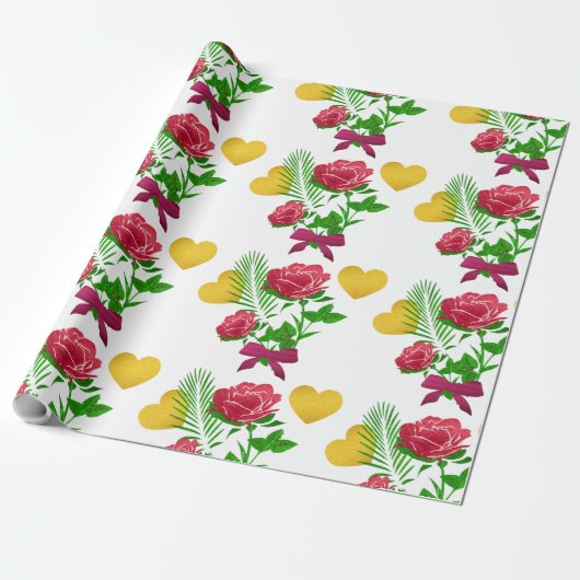 Rose und Gold Heft Geschenkpapier (Ungerollt)