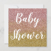 Rose und Gold Ombre Glitzer Babydusche Einladung (Vorderseite)