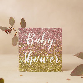 Rose und Gold Ombre Glitzer Babydusche Einladung
