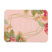 Rose und Gold Save the Date! | Korallen Magnet (Horizontal)