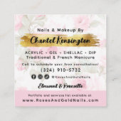 Rose und Gold Shabby Chic Quadratische Visitenkarte (Rückseite)