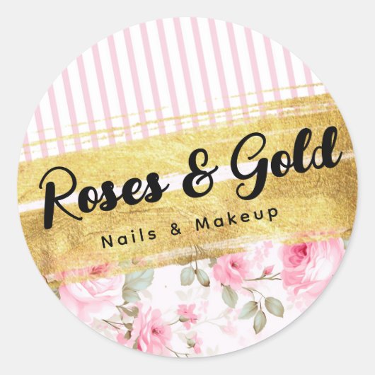 Rose und Gold Shabby Chic Runder Aufkleber (Vorderseite)