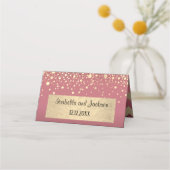 Rose und Gold Zickzack und Konfetti Dots Platzkarte (Rückseite)