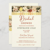 Rose und Goldgrenzdusche Einladung (Vorne/Hinten)