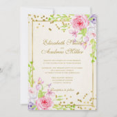 Rose und Goldkonfetti-Hochzeit Einladung (Vorderseite)