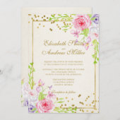 Rose und Goldkonfetti-Hochzeit Einladung (Vorne/Hinten)