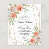 Rose und Goldrahmen - Einladung zum Hochzeitsfeier (Vorderseite)