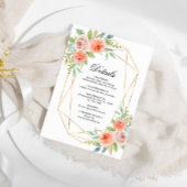 Rose und Goldrahmen für Hochzeiten im Garten Begleitkarte