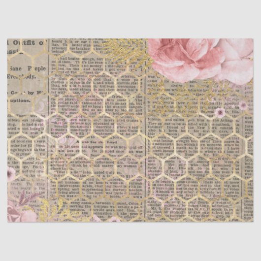 Rose- und Goldwabenkleidpapier Seidenpapier (Vorderseite)