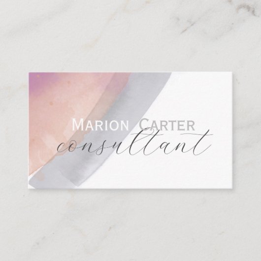 Rose und graues minimalistisches, sauberes Aquarel Visitenkarte (Vorderseite)