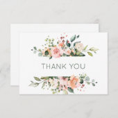 Rose und Grünpflanzen aus rosa Aprikosen (Pink) Dankeskarte (Vorne/Hinten)