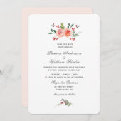 Rose und Grünpflanzen Hochzeitsfeiern Ankündigung (Vorne/Hinten)