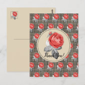 Rose und Hahnentrittmuster-Design Vielen Dank Postkarte (Vorne/Hinten)