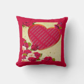 Rose und Heart Frame Foto hinzufügen Kissen (Vorderseite)