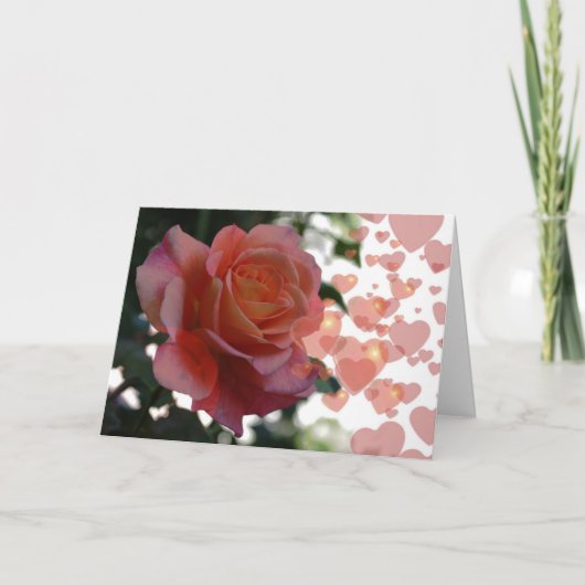 Rose und Herz Feiertagskarte (Vorderseite)