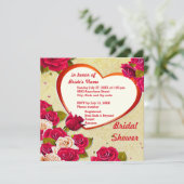 Rose und Herz Frame Bridal Dusche Einladung (Stehend Vorderseite)