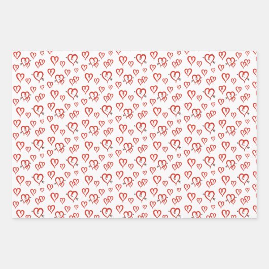 Rose und Herz Gemustert Geschenkpapier Set (Vorderseite 2)