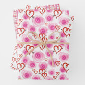 Rose und Herz Gemustert Geschenkpapier Set (Beispiel)