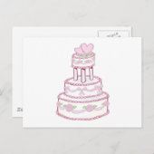 Rose und Herz-Hochzeitstorte Postkarte (Vorne/Hinten)