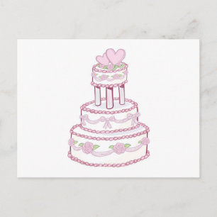 Rose und Herz-Hochzeitstorte Postkarte