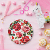 Rose und Herz Pappteller (Party)
