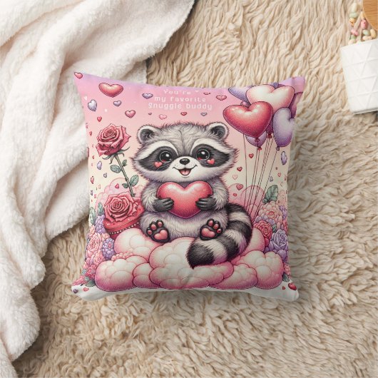 Rose und Herz Raccoon Kissen (Decke)