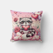 Rose und Herz Raccoon Kissen (Vorderseite)