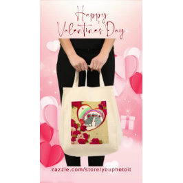 Rose und Herz-Rahmen-Mäuse mit Regenbogen Tragetasche