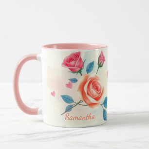 Rose und Herz Tasse
